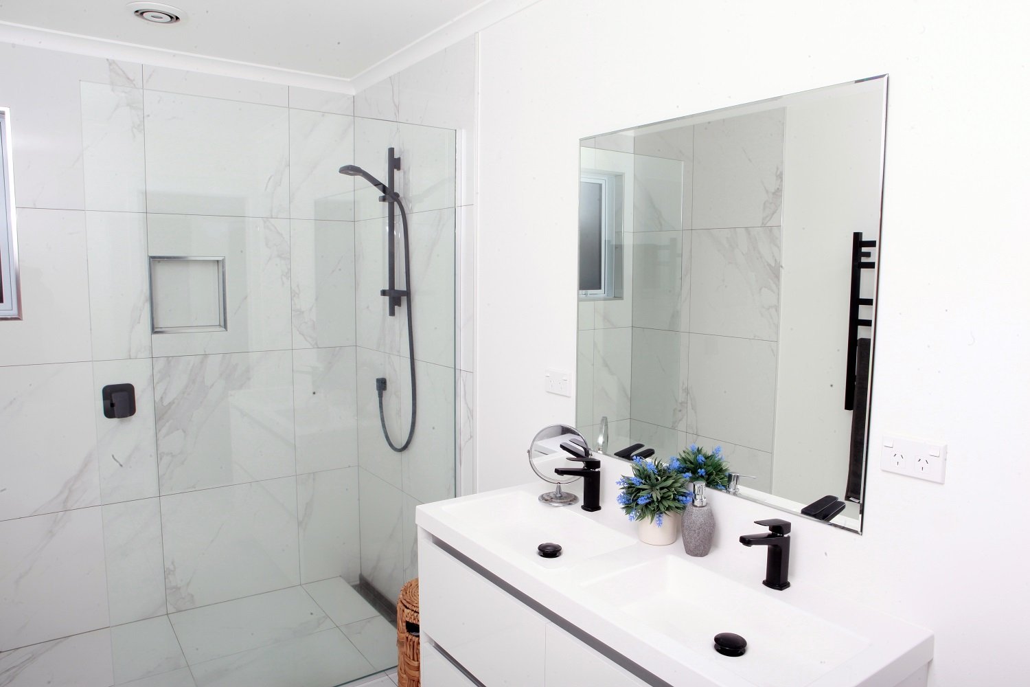 The beautiful new wet-area bathroom