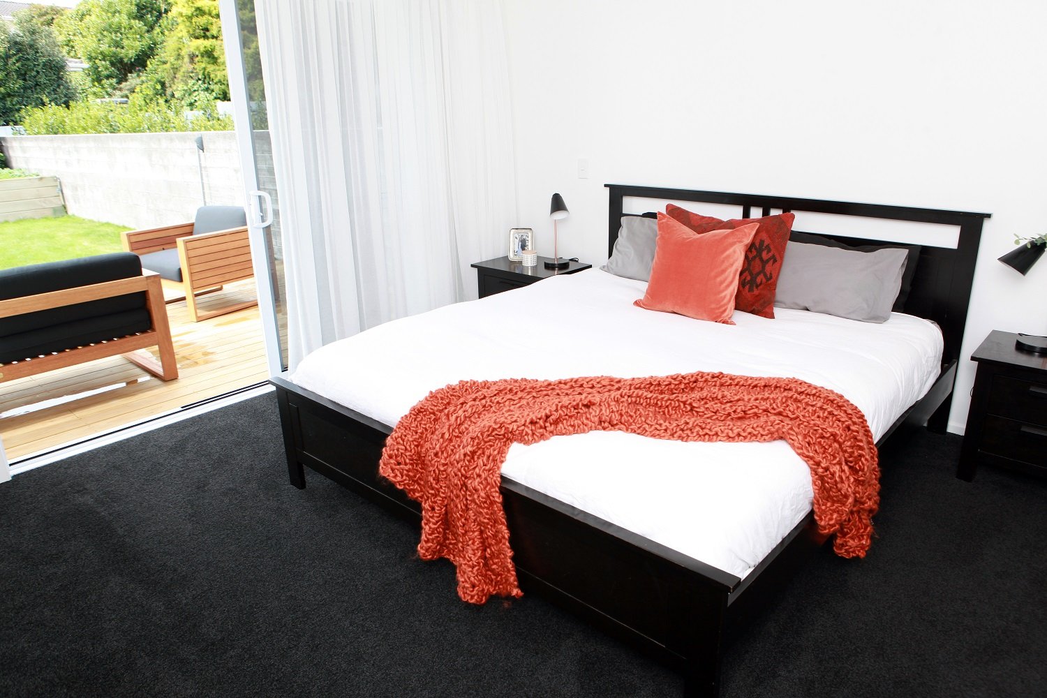 Master bedroom leading on to deck