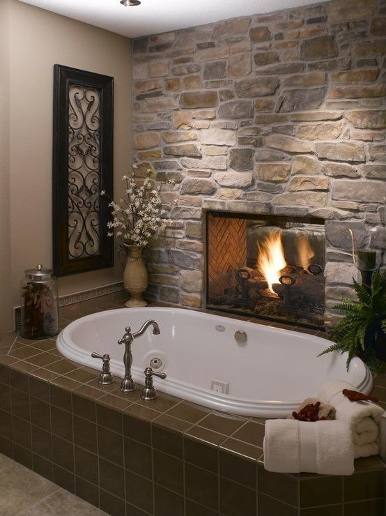 Fireplace in a bathroom