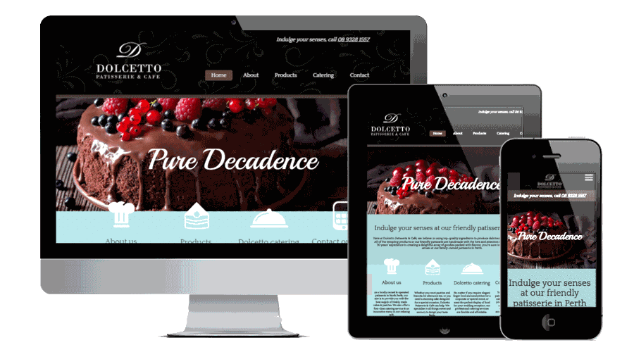 dolcetto website on different views