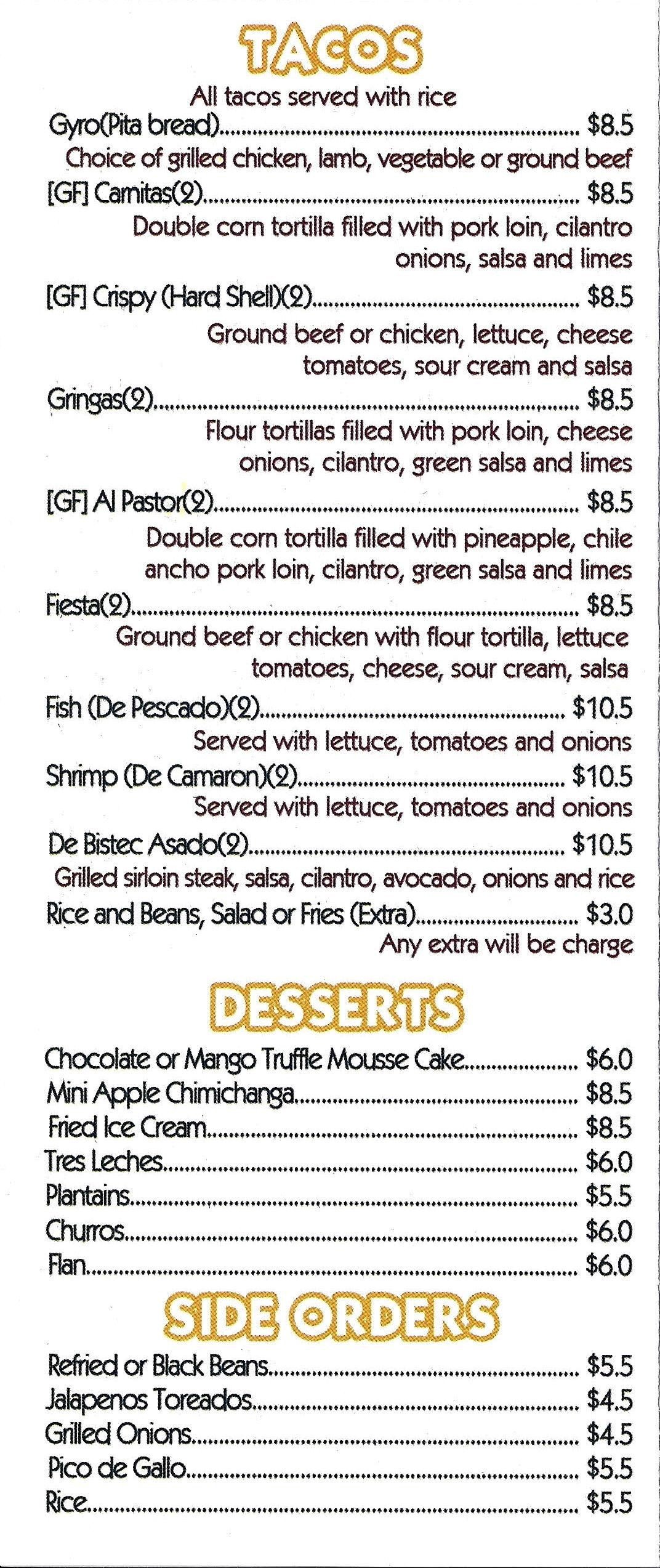Our Menus Salsa Mexican Restaurant Poughkeepsie, NY