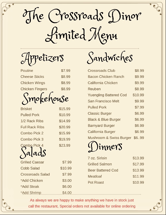 The Crossroads Dinor in Edinboro, PA is home for breakfast, lunch