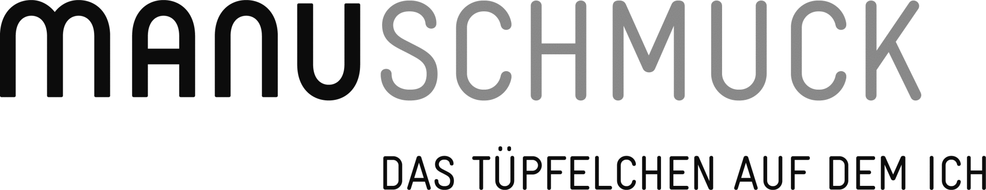 A black and white logo for manuschmuck das tuppelchen auf dem ich