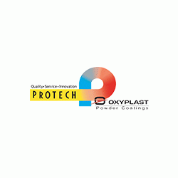 C'est un logo pour une entreprise appelée protech oxyplast powder coatings.