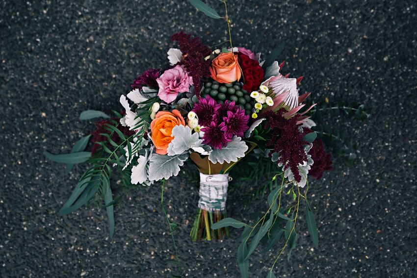 assorted bouquet on ground