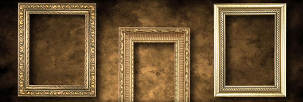 three bronze frames on a brown background