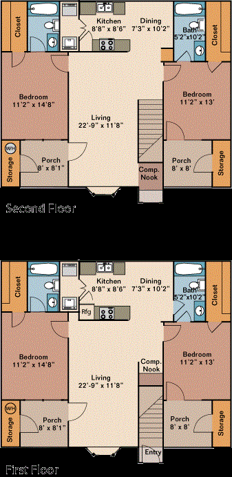 Two bedroom floor plan