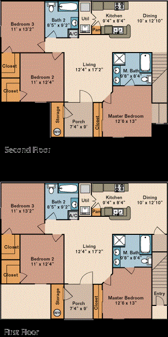 Three bedroom floor plan