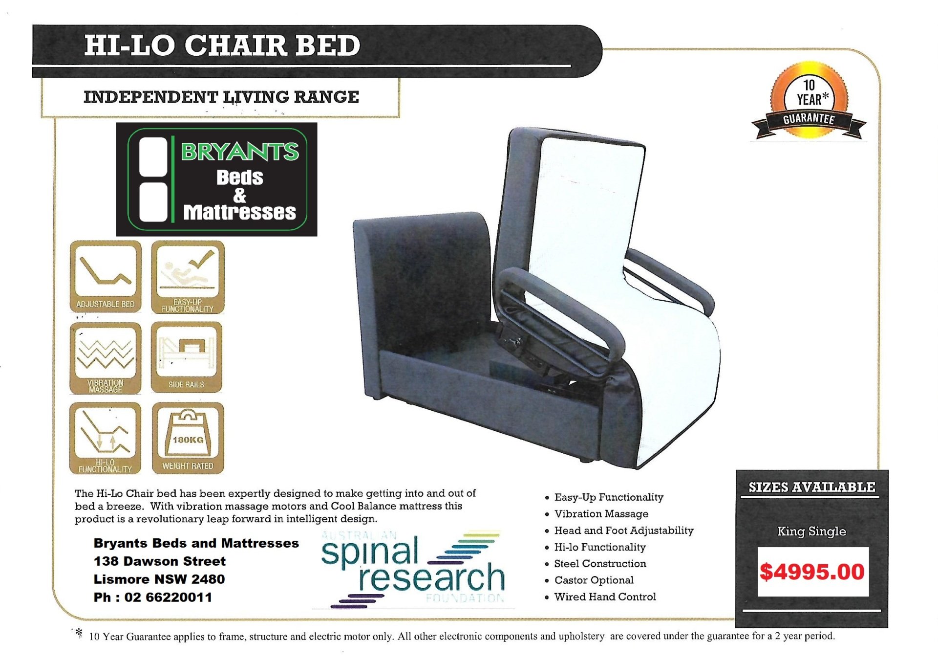 Adjustable Lift Beds & Chairs Lismore Bryants Beds and Mattresses