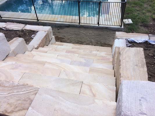 sandstone landscaping stairs
