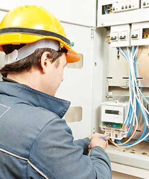 Commercial electrical repair work in progress 