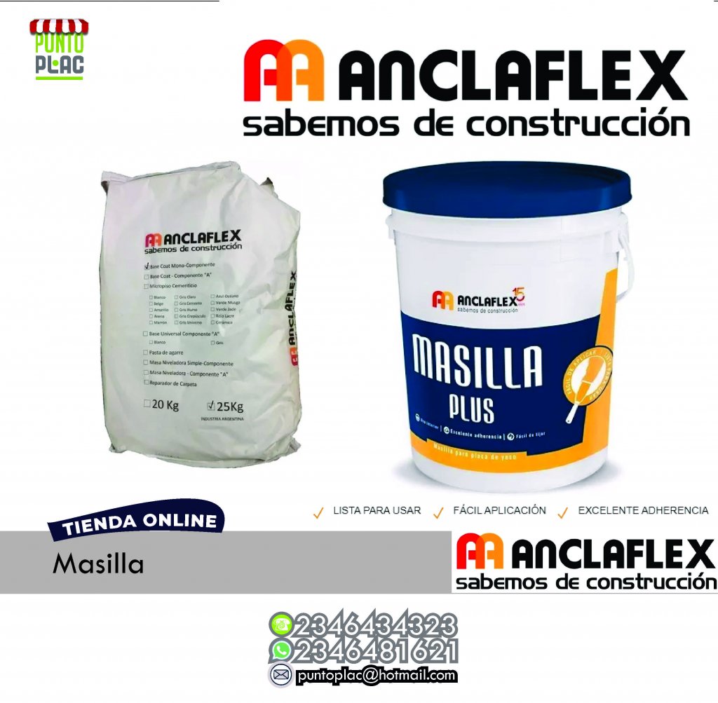 Producto formulado a base de polímeros en emulsión, cargas minerales seleccionadas y aditivos especiales para conformar una pasta blanca de alta viscosidad.
