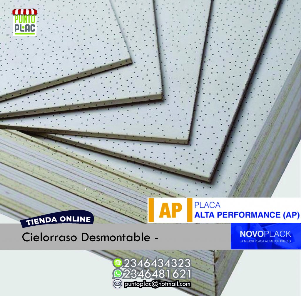 Cielorraso Desmontable -  Descripción Placa de yeso, para cielorraso desmontable, borde recto con papel para pintar. Especialmente diseñado para evitar la flexión. Revestida en ambas caras con papel-cartón 100% reciclado.