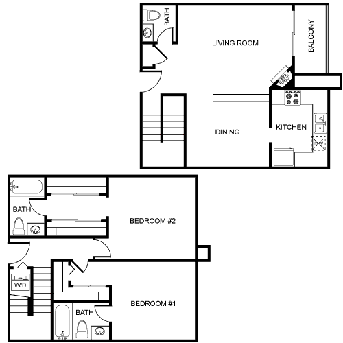 2 Bed, 2.5 Bath Townhouse