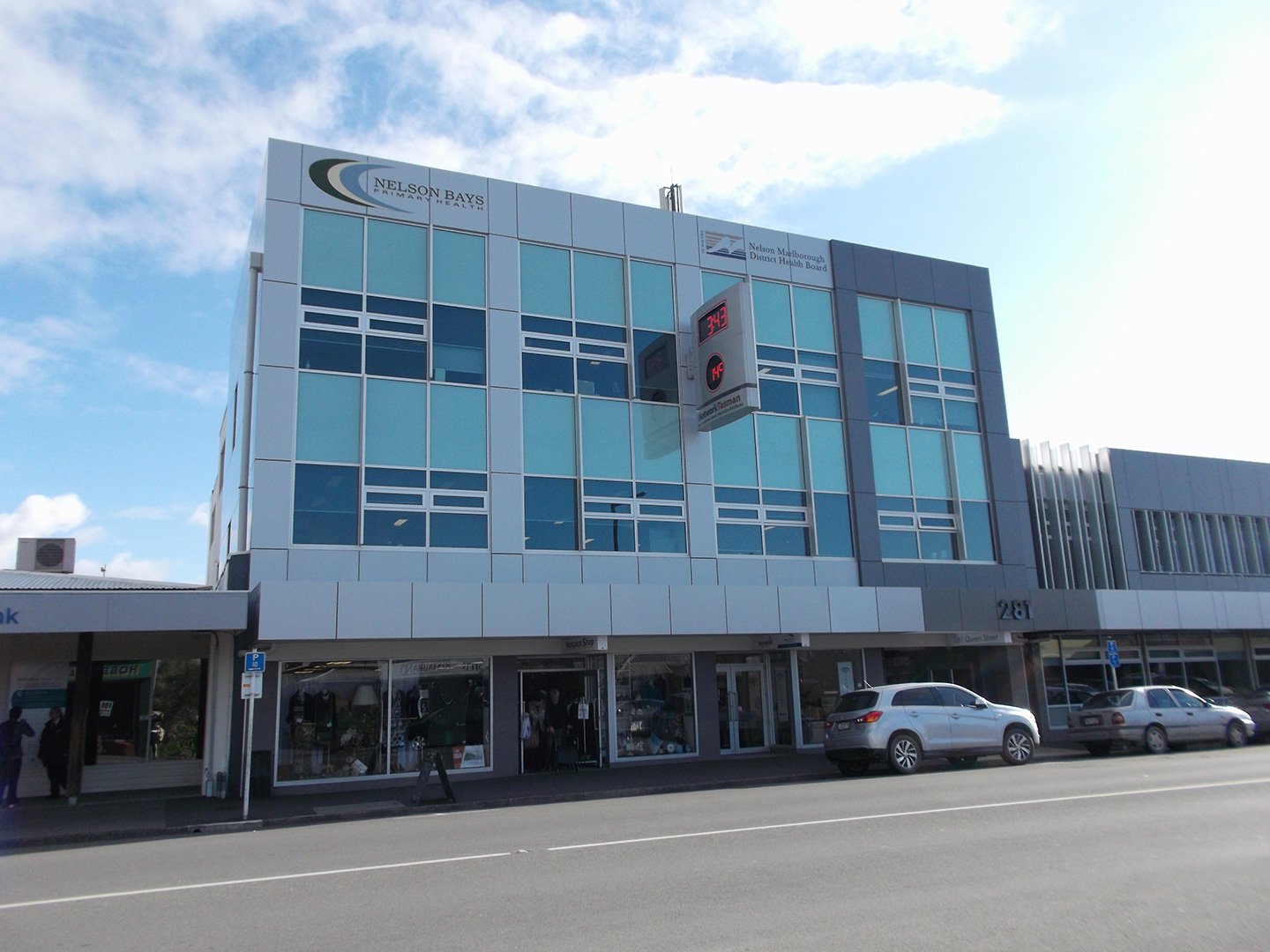 Exterior view of a commercial building