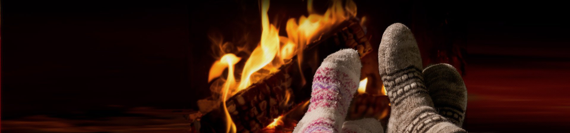 warm feet in front of fireplace