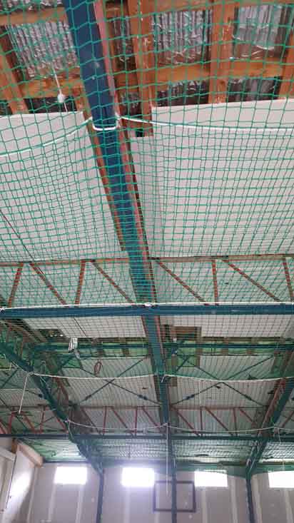 View of the installed safety net at the construction site