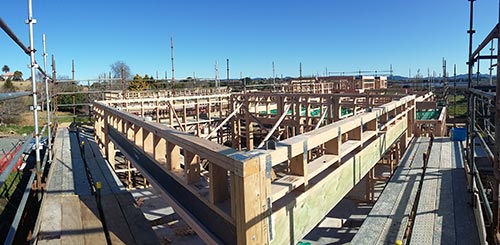 Aerial view of a commercial construction site 