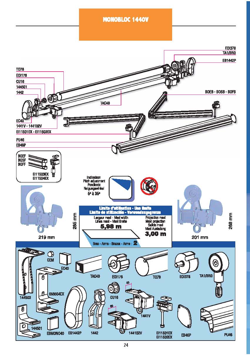 Fichas Técnicas de Toldos Mitjavila