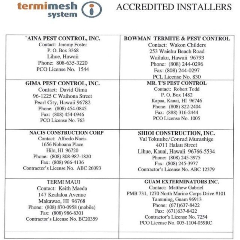 Termimesh Termite control Honolulu, HI