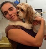 Happy customer at the pet groomers