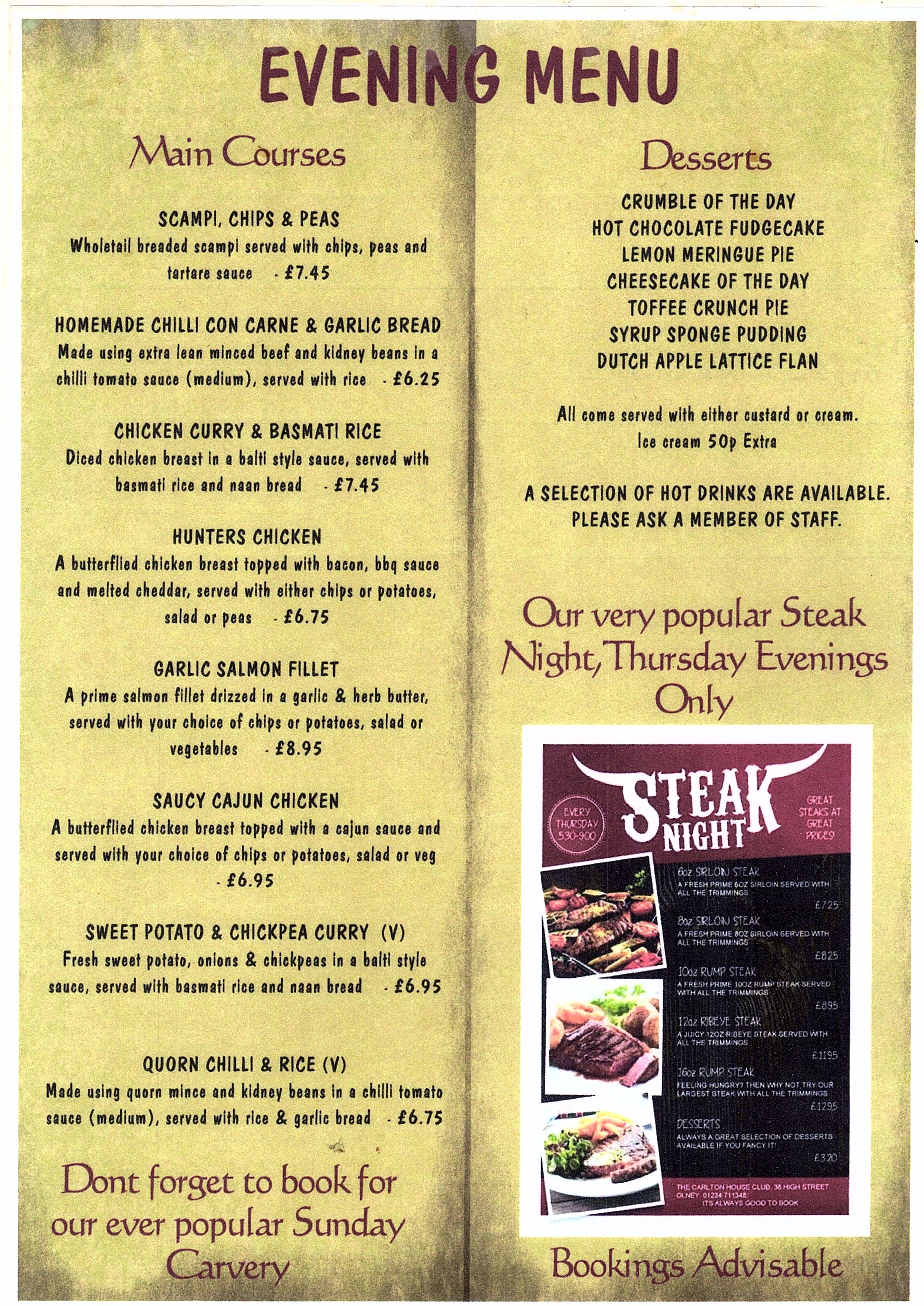 Venue catering, The Carlton House Club