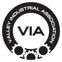 A black and white logo for the valley industrial association