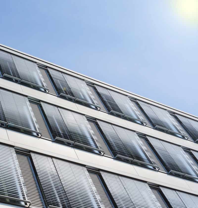 Business building with slatted windows