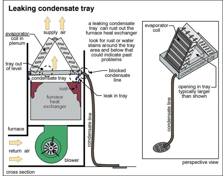 Diagram of leak condensate tray