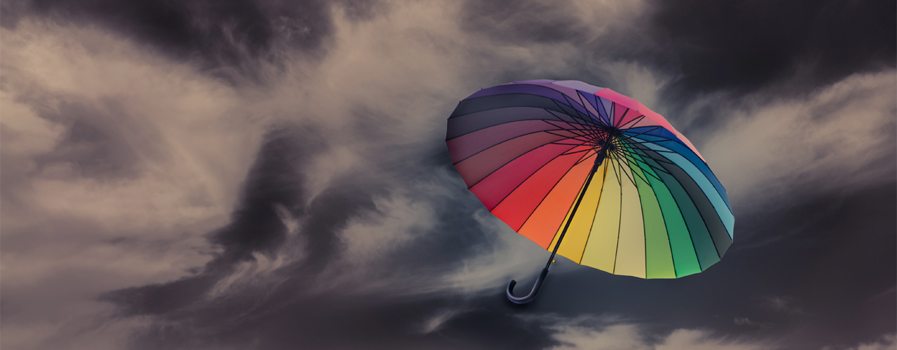 Umbrella flying in the high wind