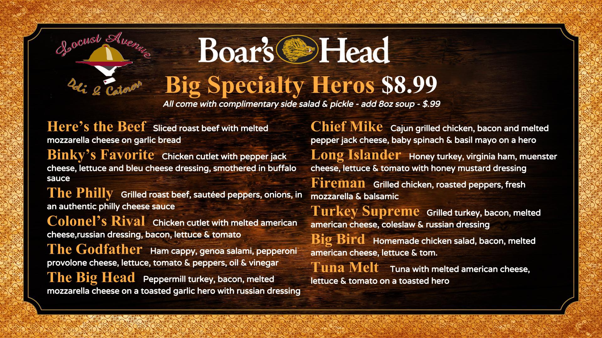 Menu Locust Avenue Deli & Caterers