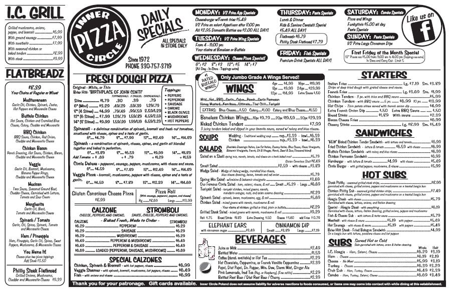 Italian Restaurant Youngstown, Ohio Inner Circle Pizza