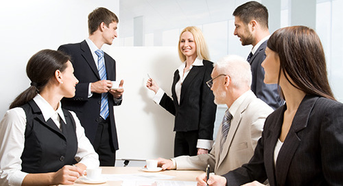 Team of professionals in a coaching session