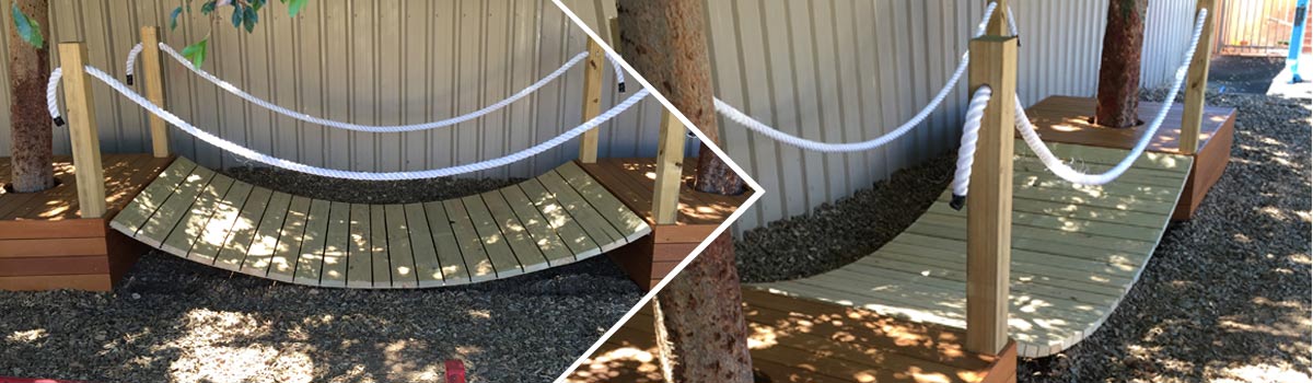 specialist landscaping and maintenance wooden bridge installed