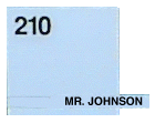 A piece of paper with the name mr. johnson on it.
