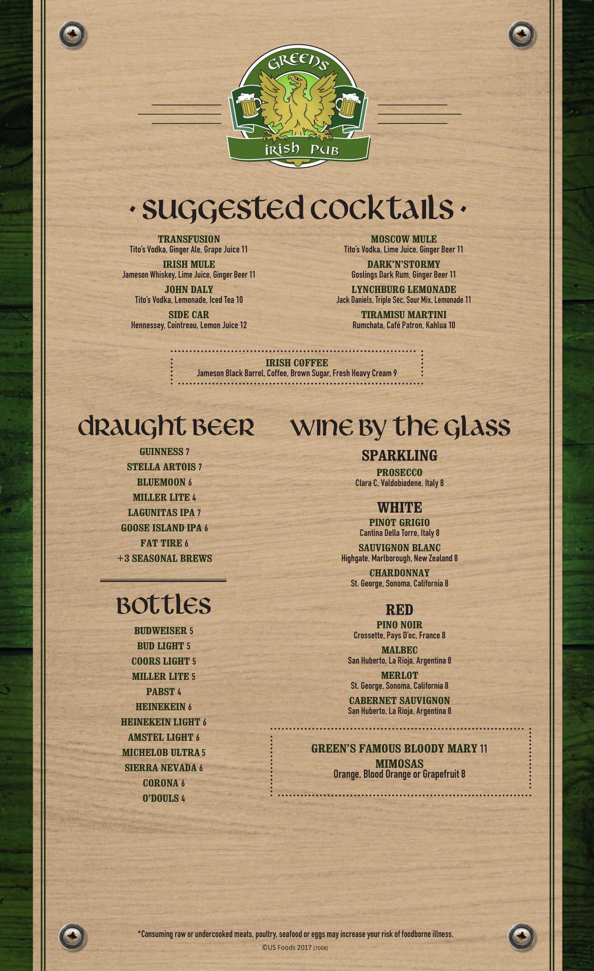 Green s Irish Pub Drink Menu 516 570 6220 Green s Irish Pub Drink Menu 516 570 6220
