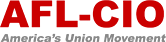 A red and white logo for afl-cio america 's union movement
