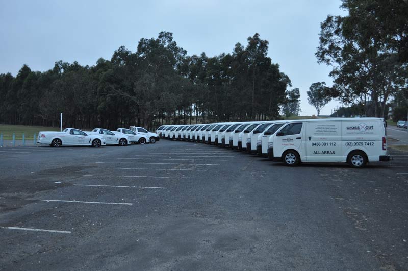 fleet of vans and trucks