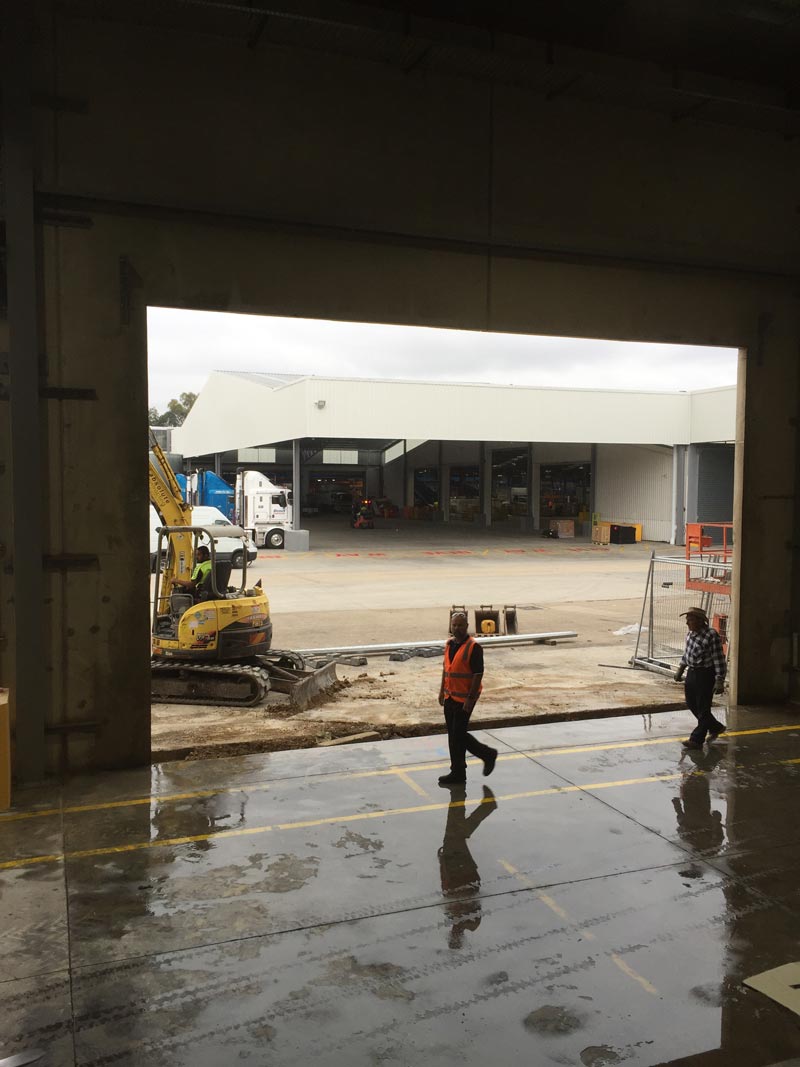 concrete wall cut out for roller door