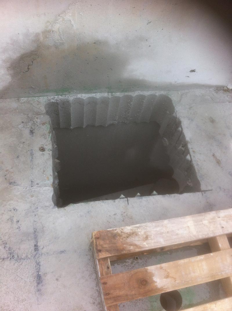 stitch drill hole in concrete floor