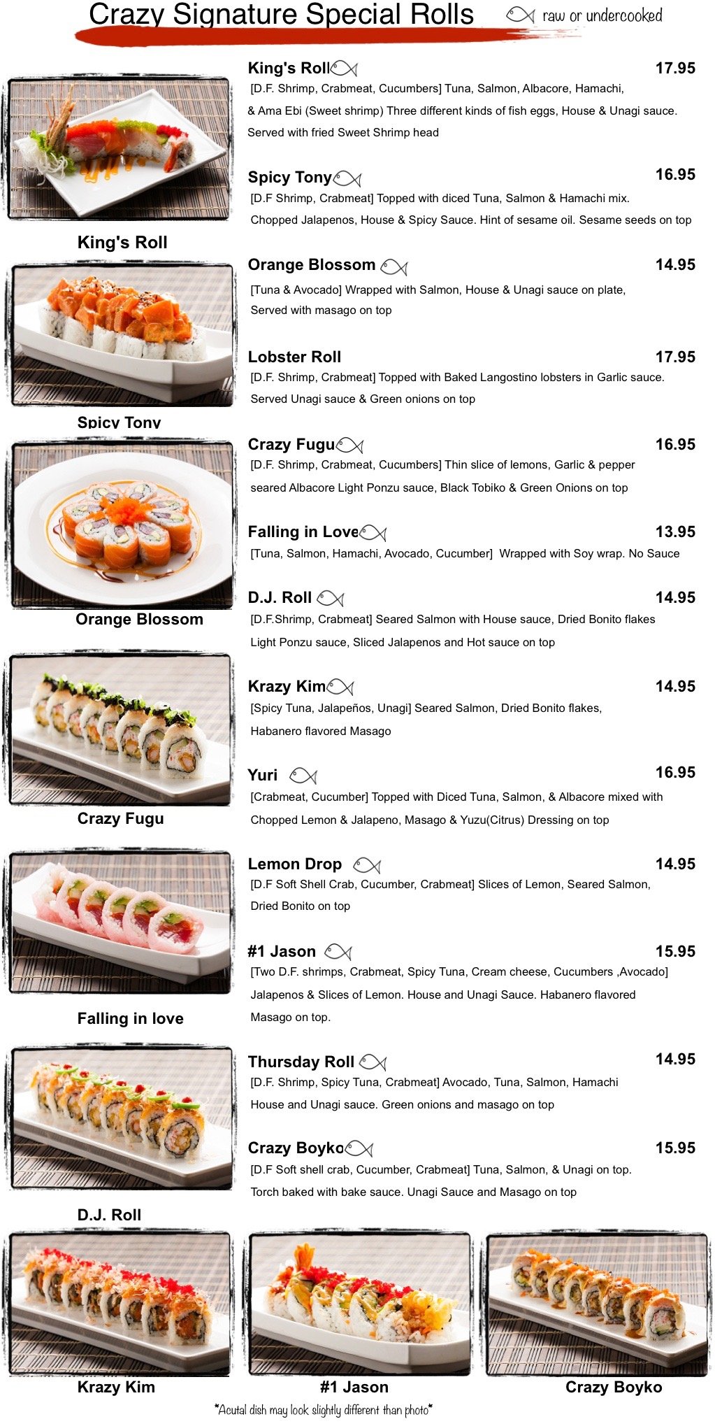 Crazy Sushi Rocklin Menu Appetizer Sushi Sake Restaurant Menu