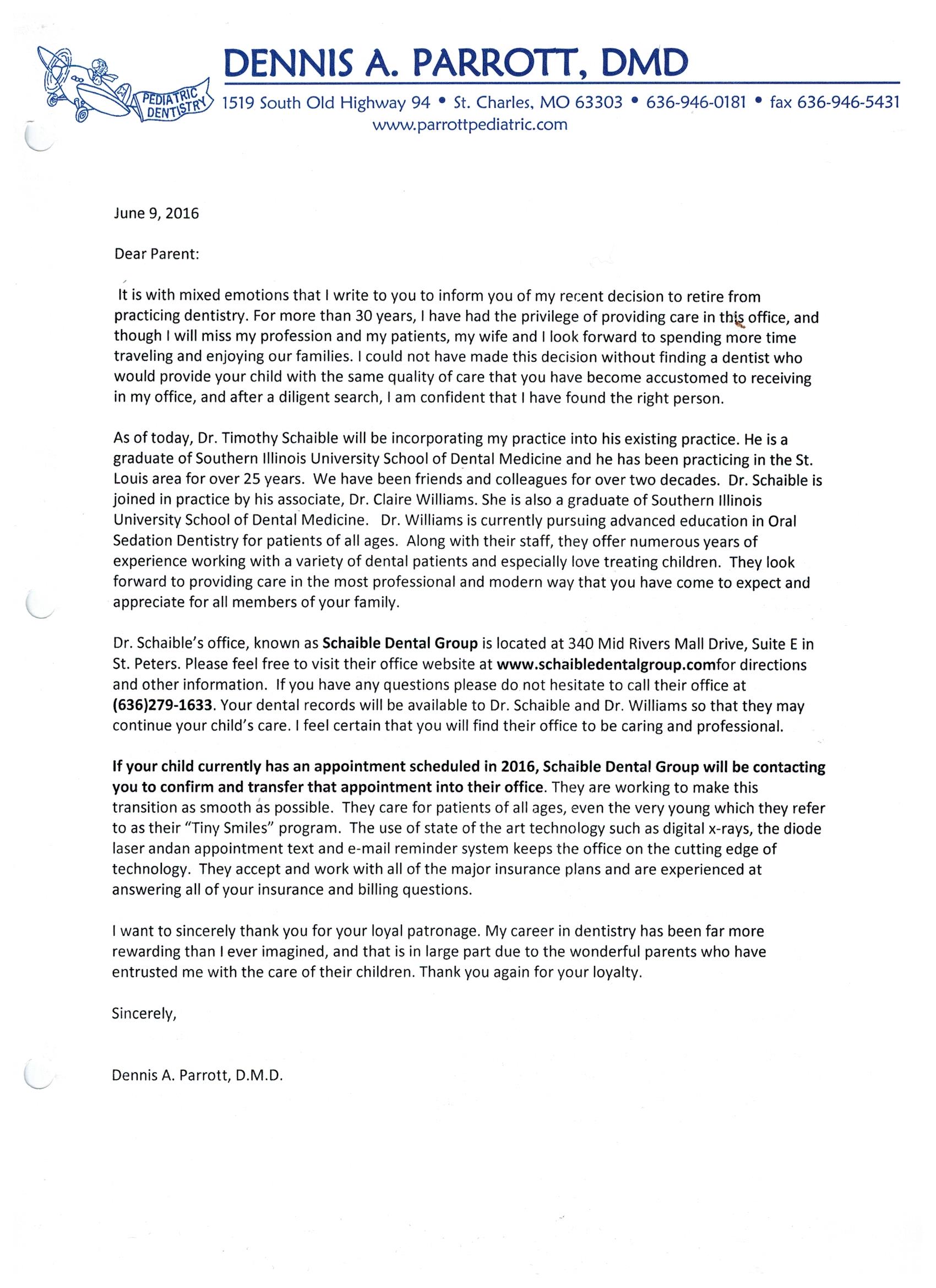 retirement letter from employer