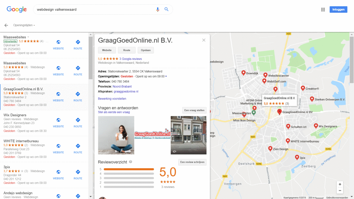 GraagGoedOnline.nl Google Mijn Bedrijf inrichting voorbeeld