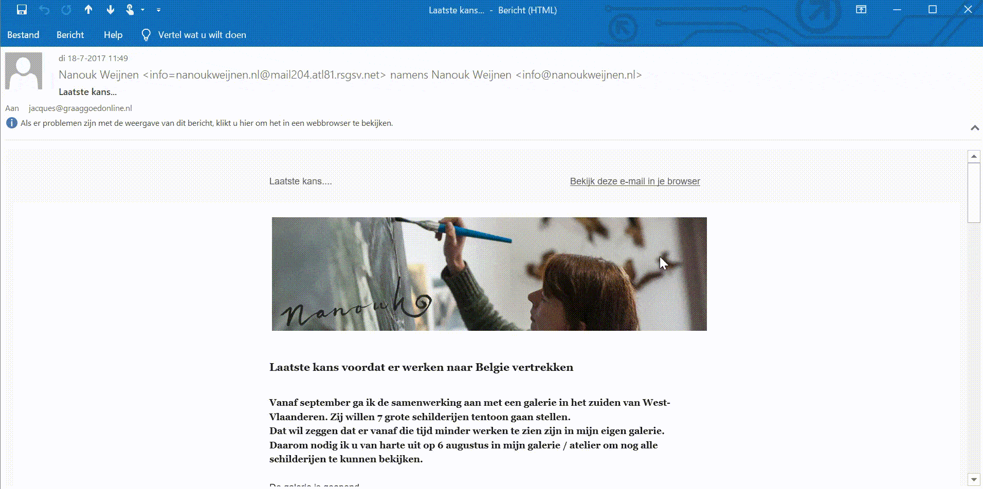 Nanouk Weijnen MailChimp nieuwsbrief voorbeeld