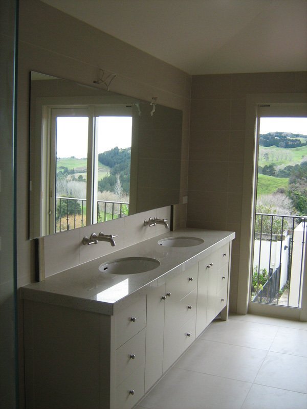 Interior view of the room with installed cabinets 