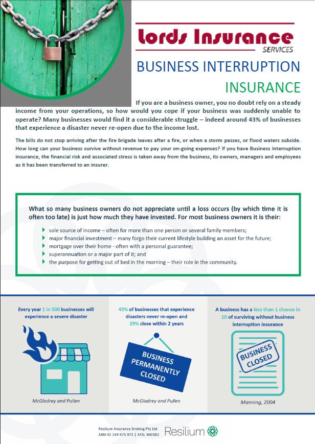 BUSINESS INTERRUPTION INSURANCE