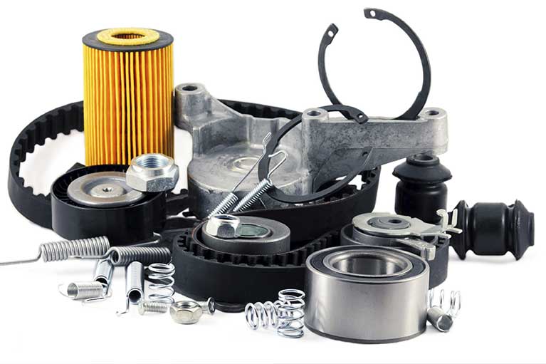 collection of car parts for performance vehicle