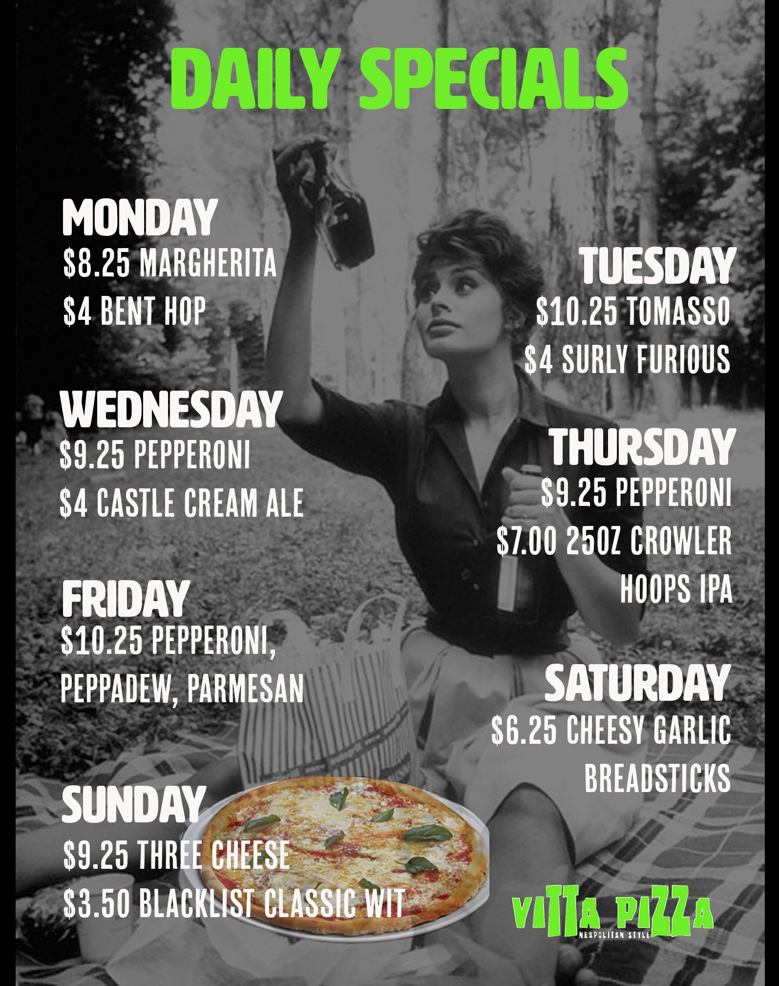 Neapolitan woodfired pizza. Voted best pizza in Duluth. Pizza, salad