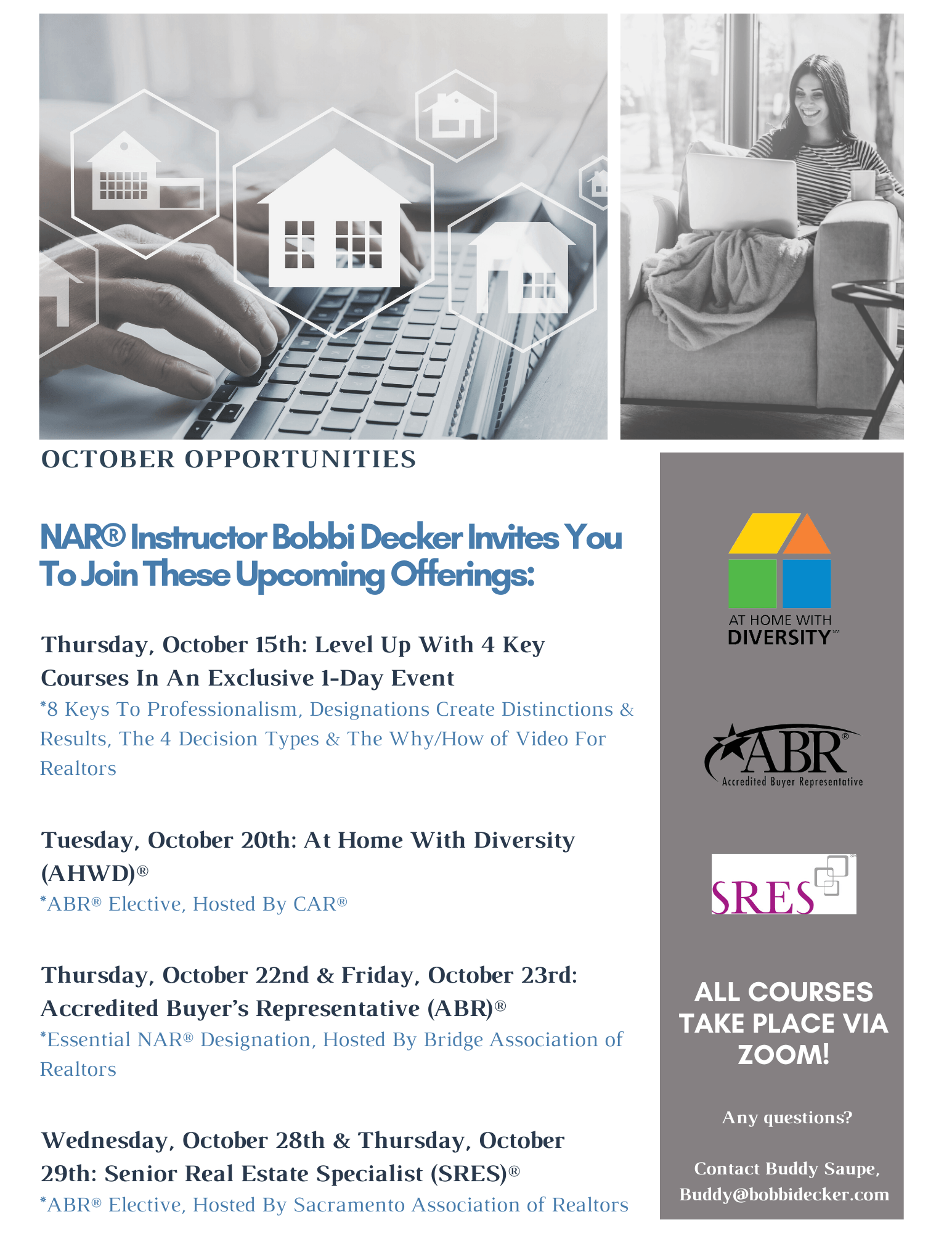 Designations Create Distinctions October Real Estate Training from NAR® Instructor Bobbi Decker