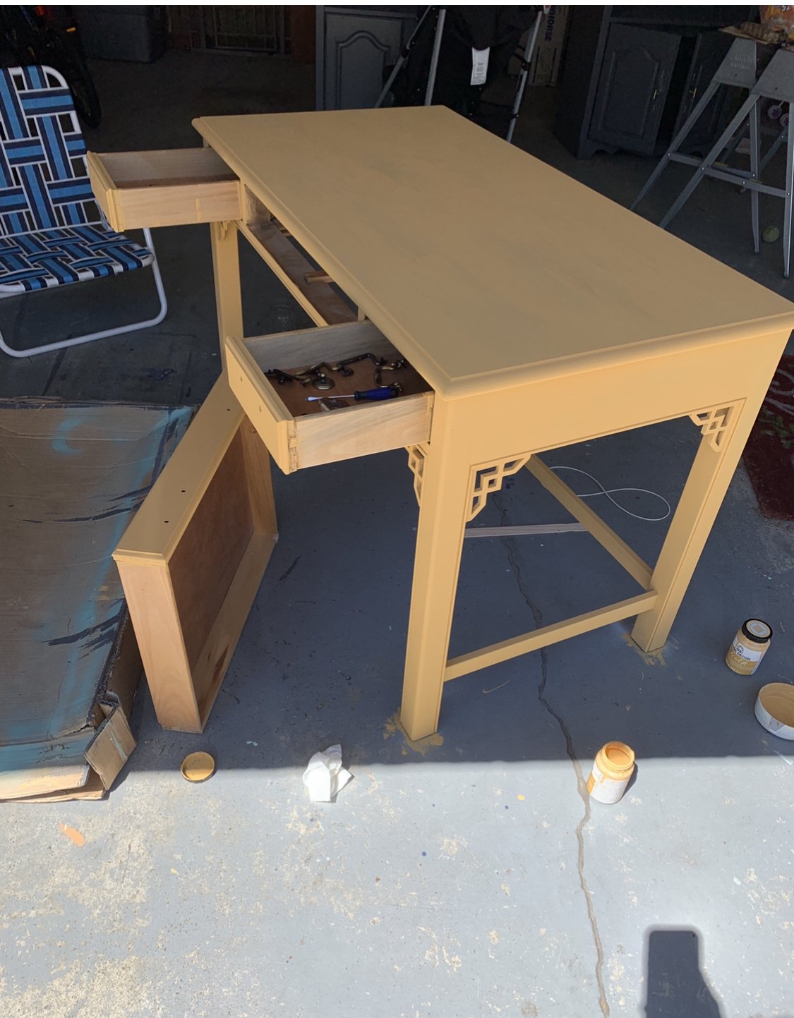 Painted Wood Desk Makeover